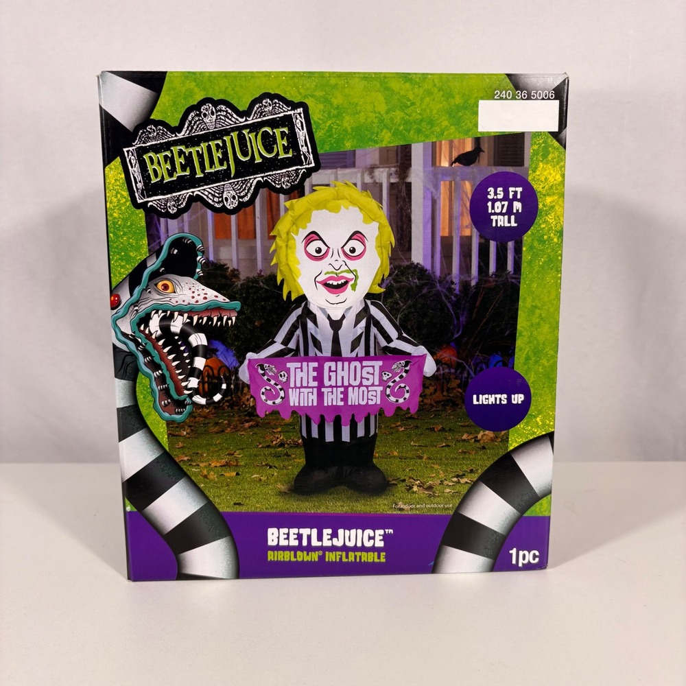 Gemmy Beetlejuice Airblown Inflatable 3.5ft Light Up Halloween Decor 553357
